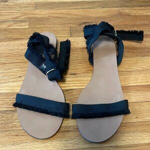 Black fringe j crew sandals - size 7 look brand new from the top, worn once.